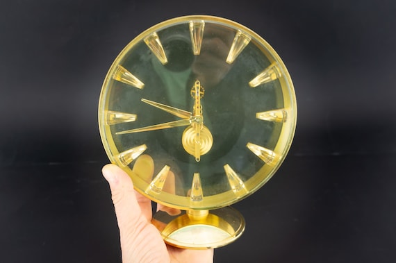 Jaeger Lecoultre Vintage Desk Clock 1960s 8day Movement Running Baguette skeleton Movement Clock Gilt Brass glass Made in Swiss Etsy UK