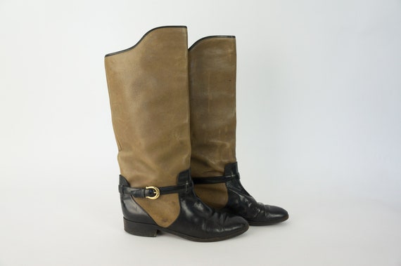 Pollini | Vintage Leather Boots |  1990s | Tan/Bl… - image 4