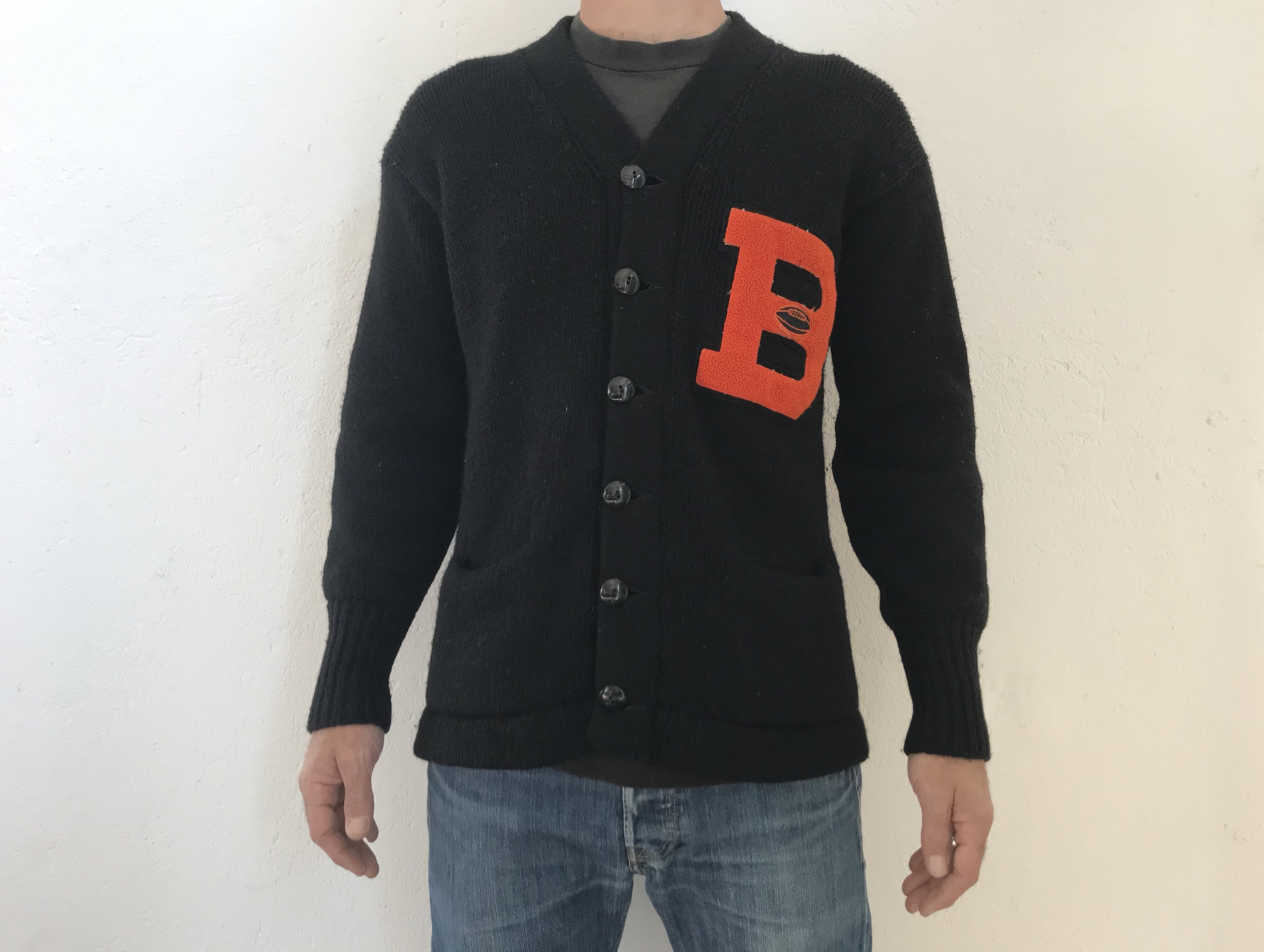 トップス 60s lettered cardigan Vintage 60s Letterman Sweater Cardigan Twin City School