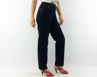 Vintage Ober Jeans 1980s | High Waist Blue Denim Pants, Tapered Cut | S