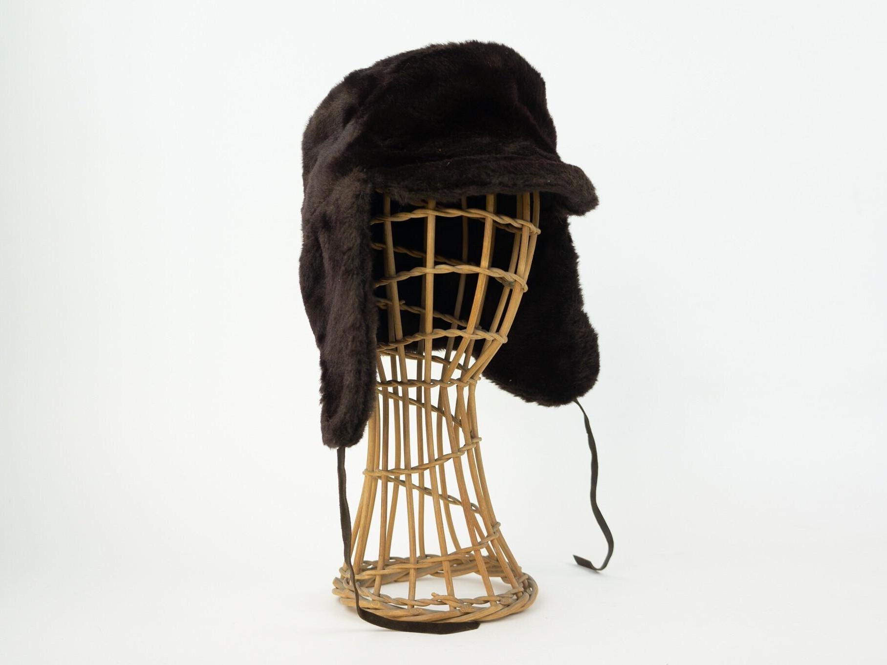 Vintage Chapka Cap 1970s | Trapper Hat With Flap | Faux Fur