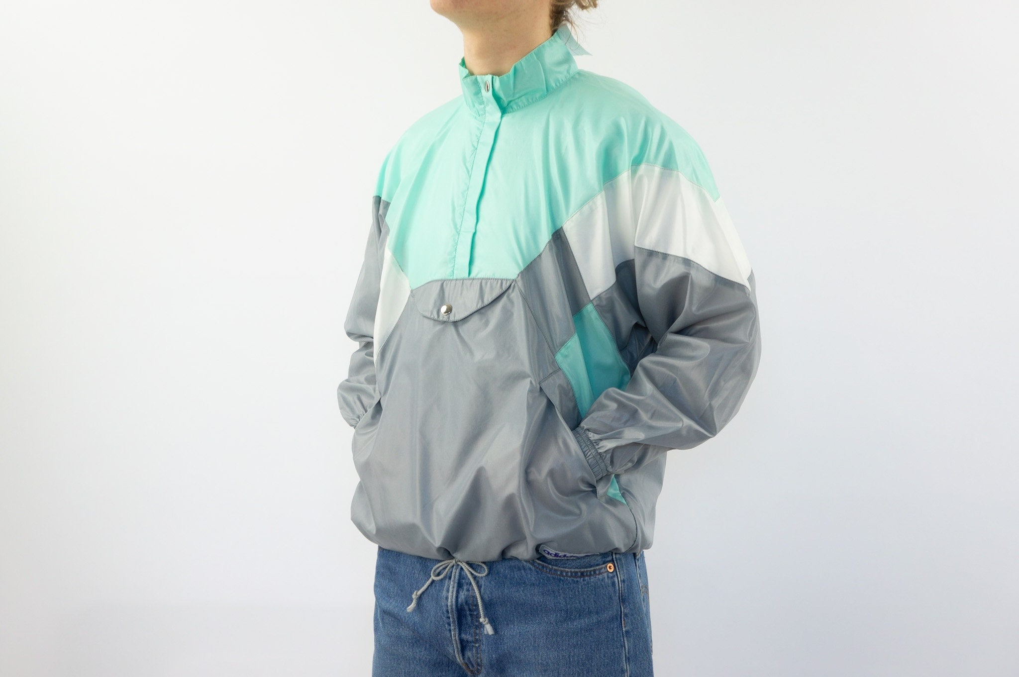 Adidas Veste Coupe Vent Vintage 1980s Poche Kangourou Veste de Sport Nylon Fabrique en Espagne NOS Taille S M Etsy France