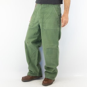 RESERVED: US Army OG-107 Pants 1970s | Fatigue Trousers Type 1  | Olive Cotton Sateen Utility Military Pants | Vietnam War Era | Size36