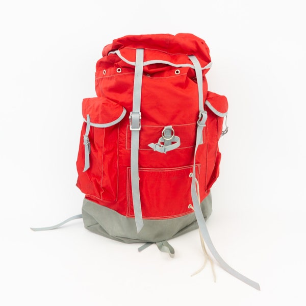 Serval | Vintage Backpack | 1980s | Hiking Bag | Red Nylon Rucksack | Mountain Bag | Mountaineering | Lightweight Backpack | Made in Spain