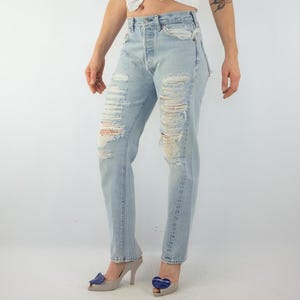 Levi&#39;s 501 Vintage 1980s | Redline Selvedge | Red Tab | Light Blue Distressed Denim | Authentic Patina | Made in USA | W31