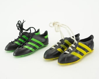 Adidas Vintage Mini Soccer Shoes 1980s | Rare Advertising Item | Black Green Yellow | Retro Football Fifa Rugby | Collector Mini