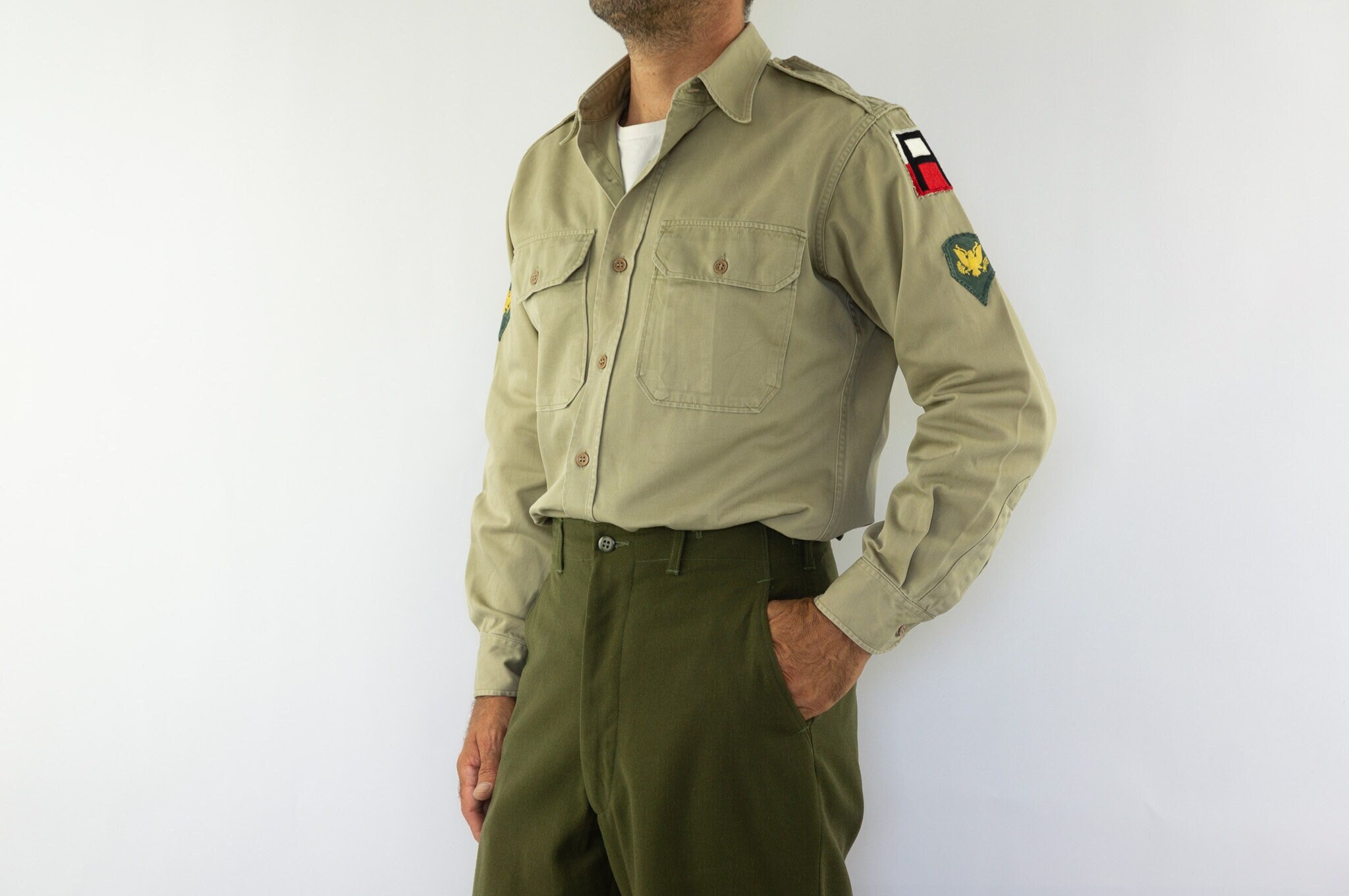 Vintage Military Shirt - US Army | 1940s | WW2 | Army Khaki