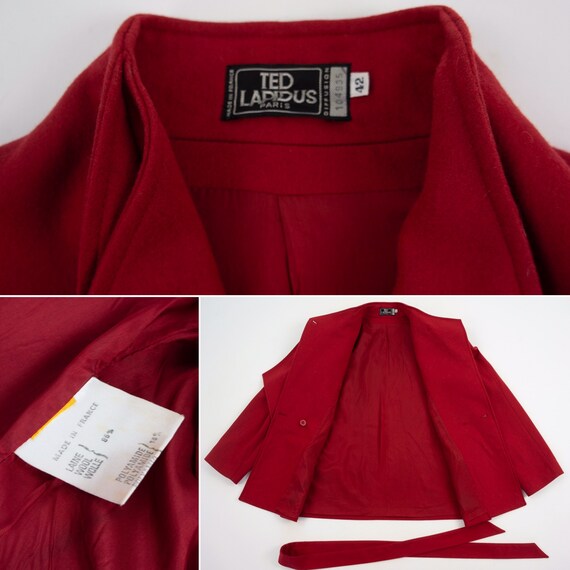 Ted Lapidus Vintage Wool Jacket 1980s Red Jacket With Belt L 
