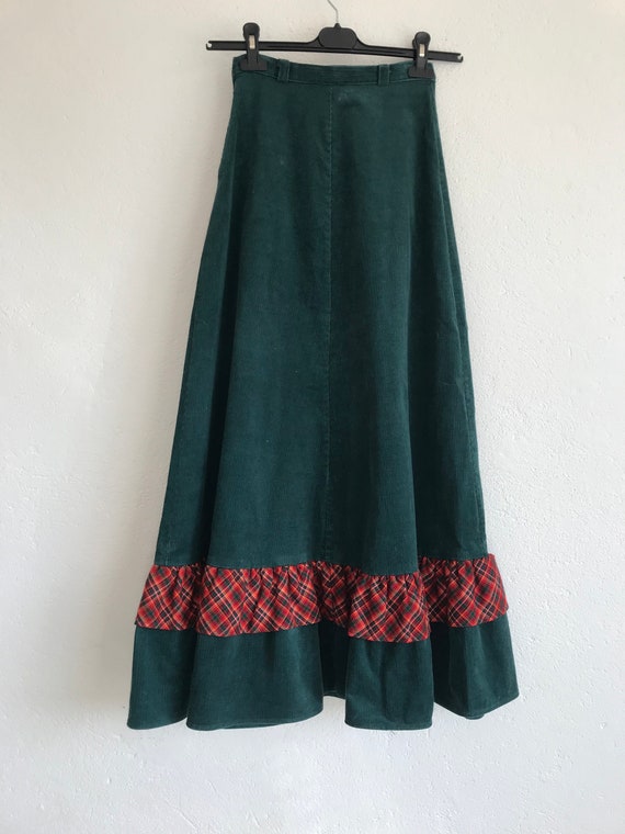 Vintage Corduroy Skirt | 1970s | Maxi Ruffle/Chec… - image 8
