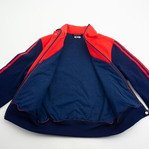 Adidas Veste de Survêtement Vintage 1980s Veste de Sport Bicolore Rouge/Bleu Marine Matelassé Made in Finlande Taille S image 8