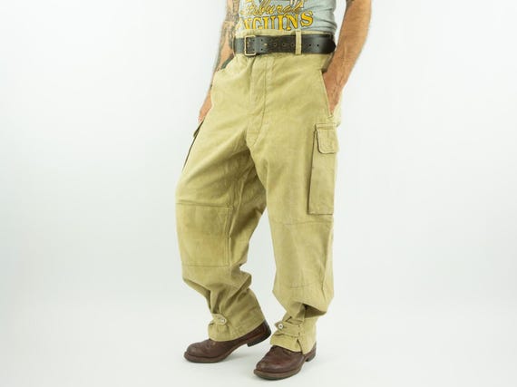 Vintage French Army M47 Cargo Pants 1950s | Indochina War Combat Trousers Khaki Cotton | L