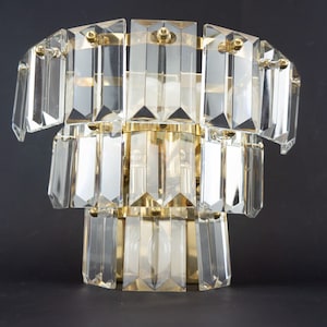 Kinkeldey Vintage Wall Light 1970s | Large Mid-Century Wall Sconce | Gold Metal & Crystal Fixture | Hollywood Regency | Made in Germany