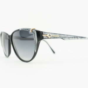 Jean Louis Scherrer | Vintage Sunglasses | 1980s | Black Acetate Frame | Checkerboard Pattern | Black Gradient Lenses | Made in France