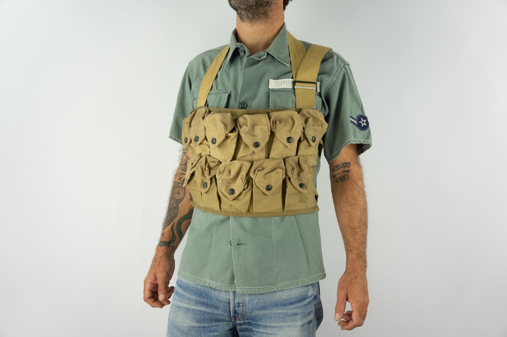 Vintage US Army Grenade Vest WW1/WW2 | Usmc Vest | Khaki Cotton