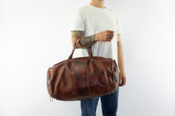 Vintage Duffle Bag | 1980s | Leather Handbag | Da… - image 2