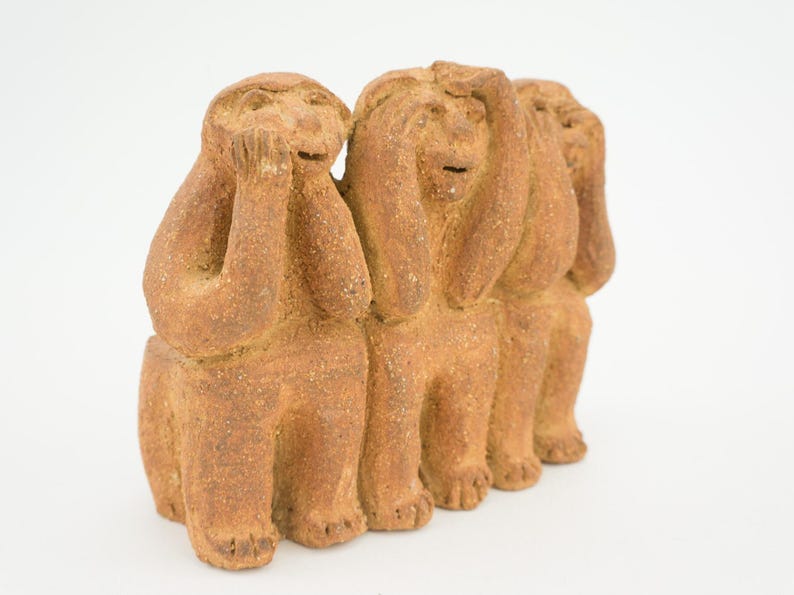 Vintage Brutalist Sculpture 1970s | Seated Terracotta Figures | Naive Art, Unique Piece | Made in Spain image 7