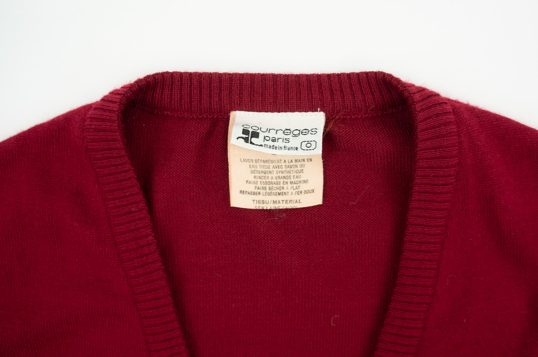 Courrèges | Vintage Wool Knit Cardigan| 1980s | Burgundy Courrèges | Vintage Wool Knit Cardigan| 1980s | Burgundy