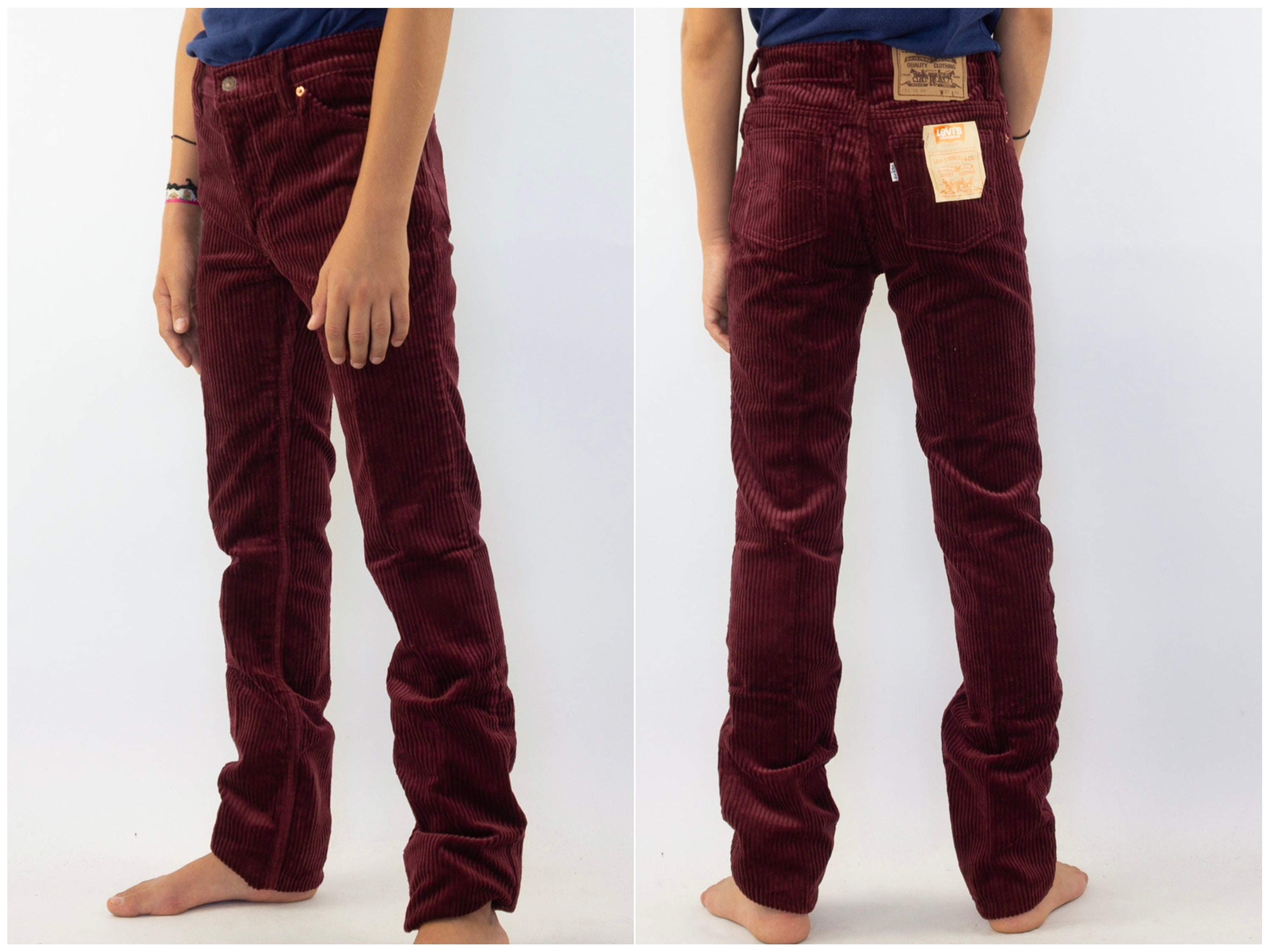 Brand New Vintage 1973 Levis Brown Corduroy Saddleman Boot Cut Jeans  Student Size 28 