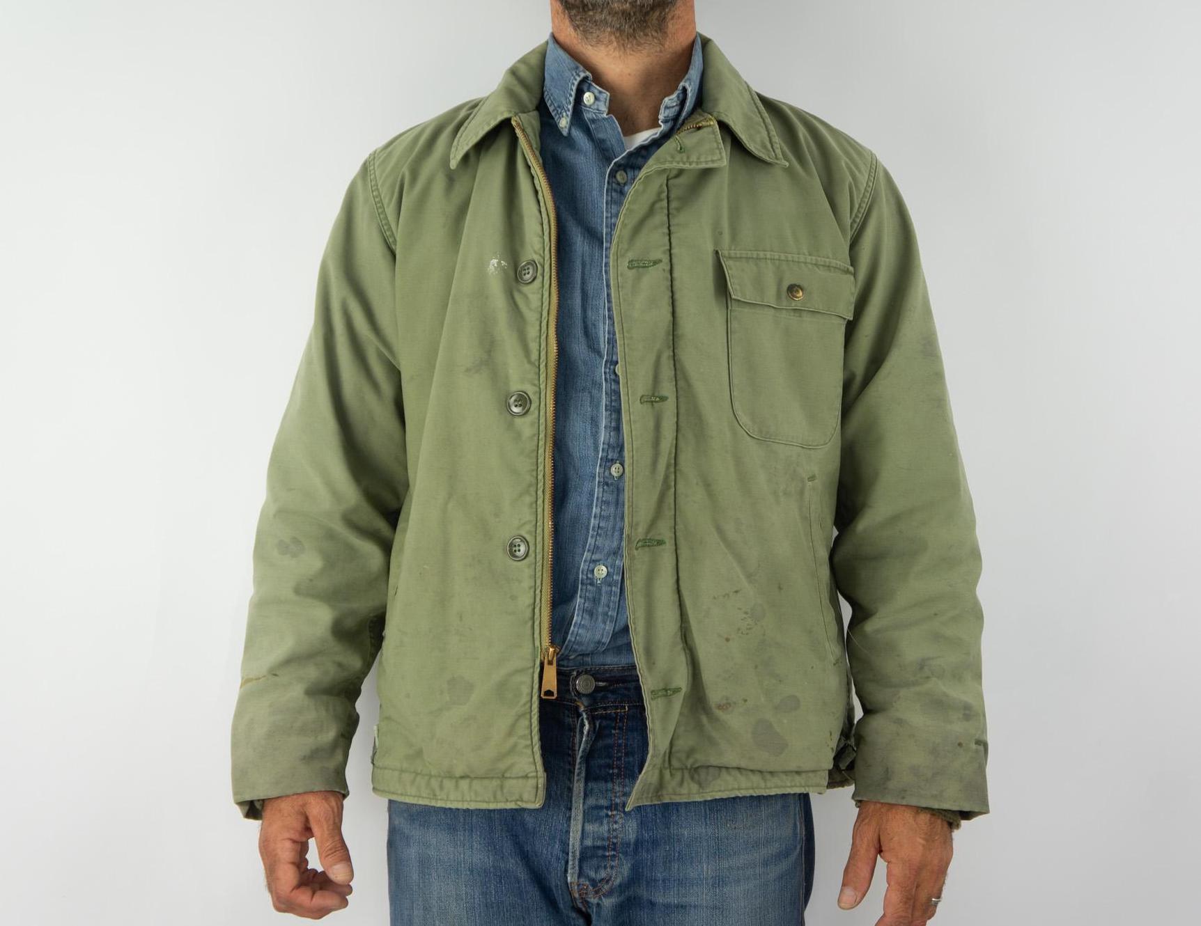 アビレックスU.S.NAVY A-2 DECK JACKET カーキ L