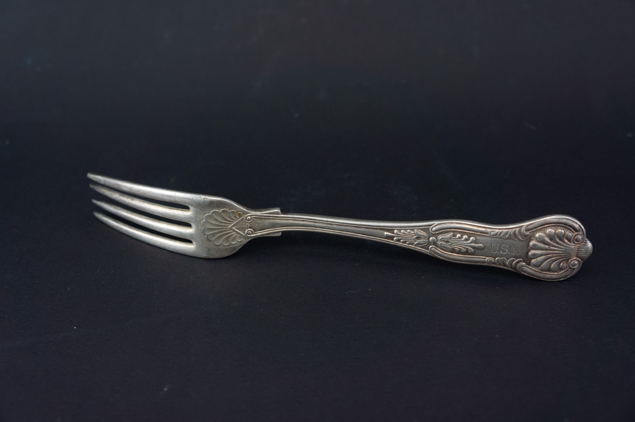 Vintage USN Silver Plated Dinner Fork 1940s | WW2 Officer