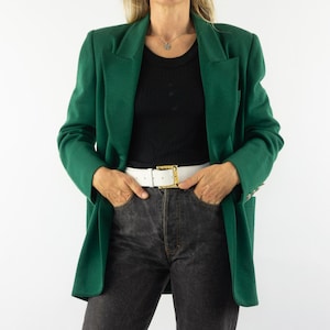 Vintage Sonia Rykiel Green Wool Blazer 1980s | Oversized Jacket, Sharp Lapel | France | M