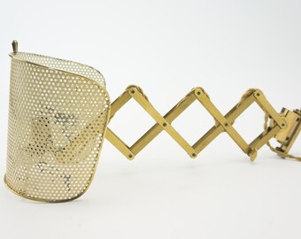 Alfred Müller-AMBA Basel | Vintage Scissor Lamp | 1950s | Brass Wall Lamp | Perforated Lampshade | Mid Century Design | Made in Switzerland