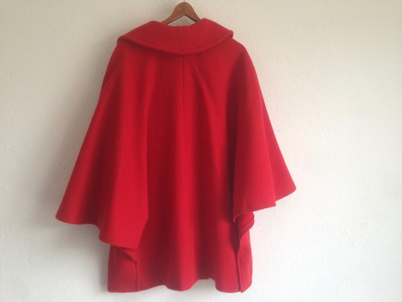 Vintage Cape Coat | 1980s | Red Oversize Jacket |… - image 8