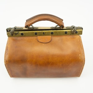 Sac de Médecin Vintage | 1970s | Sac Gladstone | Sac à Main en Cuir Marron | Sac Week-End | Mallette de Docteur | Made in France | Taille S