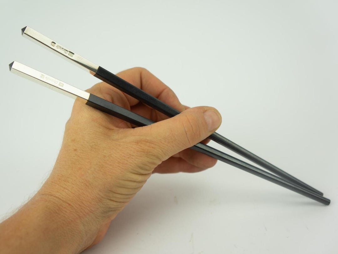 Christofle Vintage Sushi Chopsticks | Lacquered Resin & Silver