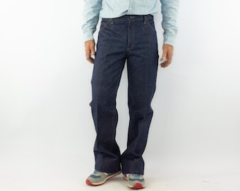 Vintage Bell Bottom Jeans 1970s | Dark Denim, High Waist, Flared Cut | NOS | Spain | M