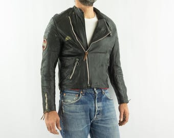 Vintage Two-tone Leather Motorcycle Jacket – Bristol 1970s Cafe