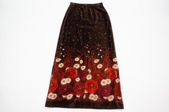 Vintage Maxi Skirt | 1970s | Velvet Skirt with Fl… - image 8