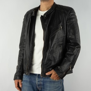 Segura Vintage Motorcycle Jacket 1980s | Black Leather Biker Style | Café Racer/Bobber/Scrambler Look | Made in France | Size M