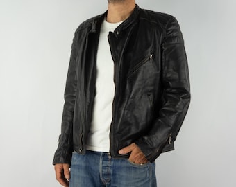 Segura Vintage Motorcycle Jacket 1980s | Black Leather Biker Style | Café Racer Bobber Scrambler | France | M