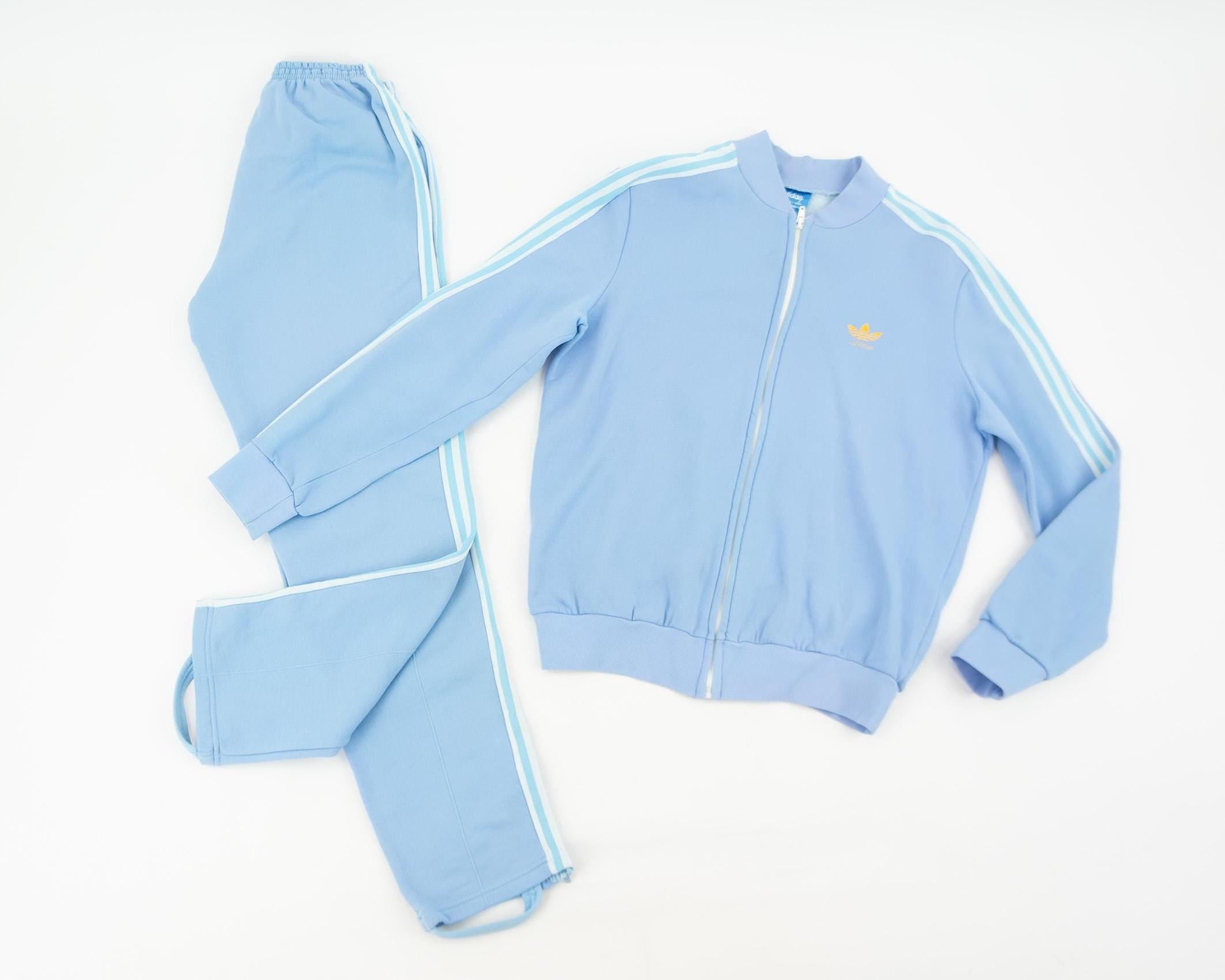Vintage Adidas Ventex Tracksuit 1960s | Light Blue Jacket & Pants 