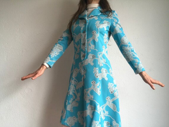 Mod Dress | Vintage | 1960s | A-Line Dress | Blue/