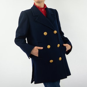 Yves Saint Laurent Rive Gauche | Vintage Pea Coat | 1980s | Blue