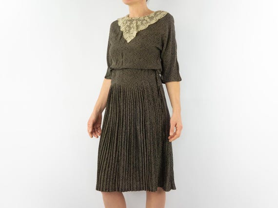 cacharel silk dress L Cacharel Black Dress 1990s Vegan Leather Long Sleeve Silk Jersey LBD 90s VTG