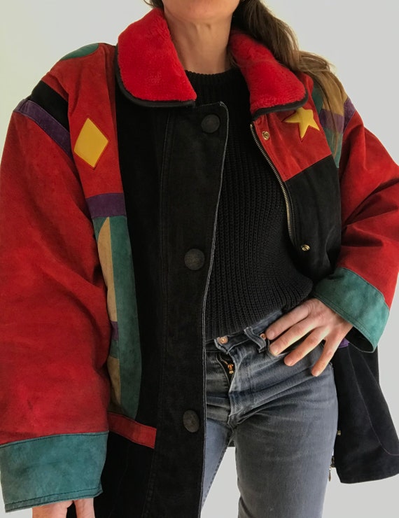 Vintage Patchwork Leather Jacket | 1980s | Colorb… - image 3