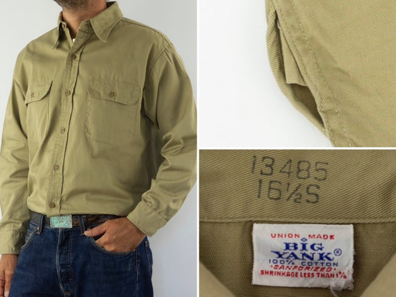トップス BIG YANK Work Shirts 1970s SH2225 VINTAGE Big Yank Shirt Mens Large Blue Button Up WorkWear