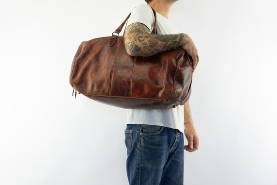 Vintage Duffle Bag | 1980s | Leather Handbag | Da… - image 3