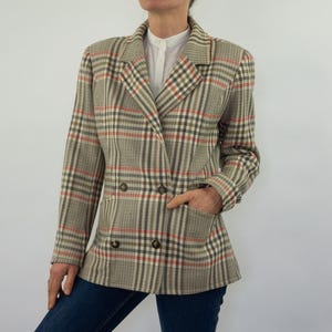 Blazer vintage in lana Courrèges anni '80 / Giacca a quadri Principe di Galles / Francia / M immagine 1