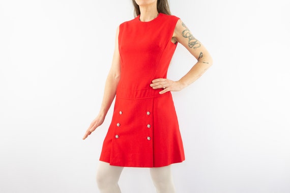 Vintage A-Line Dress | 1960s | Red Mod Dress | Tr… - image 3