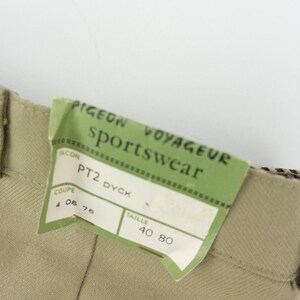 Vintage Pigeon Voyageur Work Pants 1950s | Beige Chino Cotton Workwear | NOS | France | M image 8