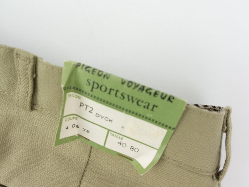 Vintage Pigeon Voyageur Work Pants 1950s | Beige Chino Cotton Workwear | NOS | France | M image 8