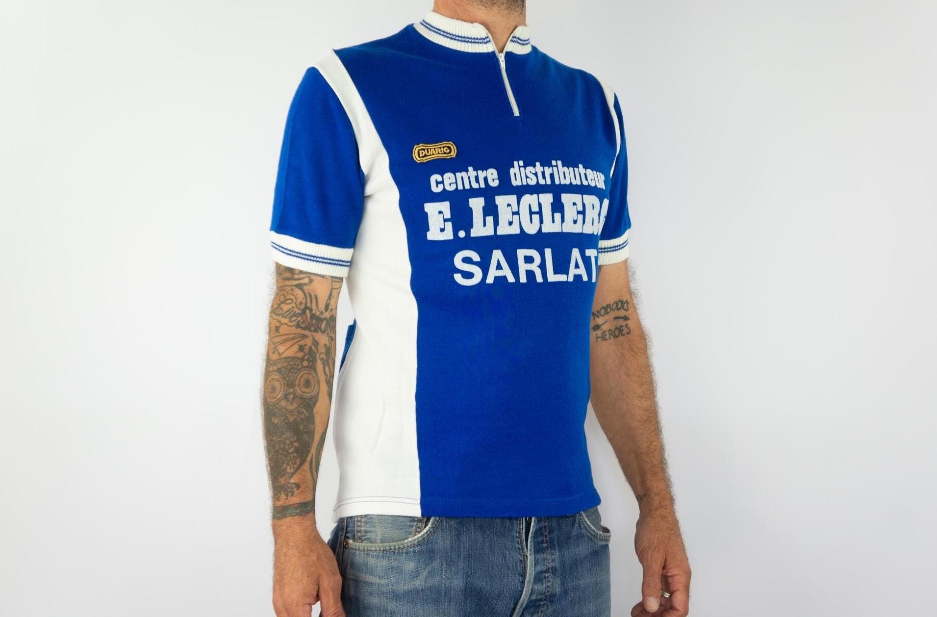 Maillot Cycliste Vintage Duarig Années 70 – Bleu – Taille XL – Sans Sponsor