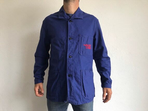 French Vintage Workwear 1970s Blue Worker Jacket Bleu De Travail Indigo Blue Cotton Made in France Sanfor Size 50 Etsy
