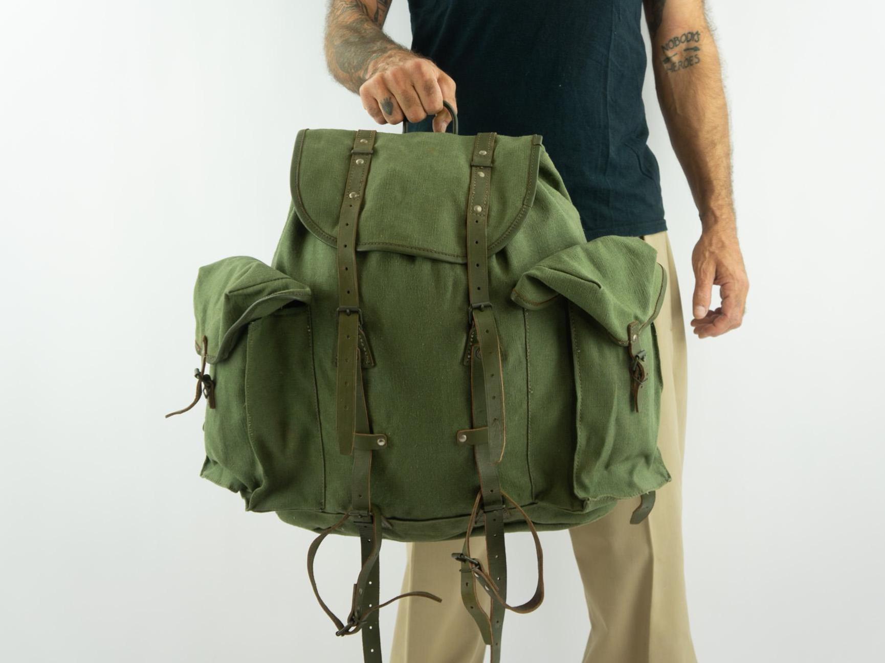 Buy Vintage Lafuma Hiking Backpack 1960s | Khaki Canvas Leather