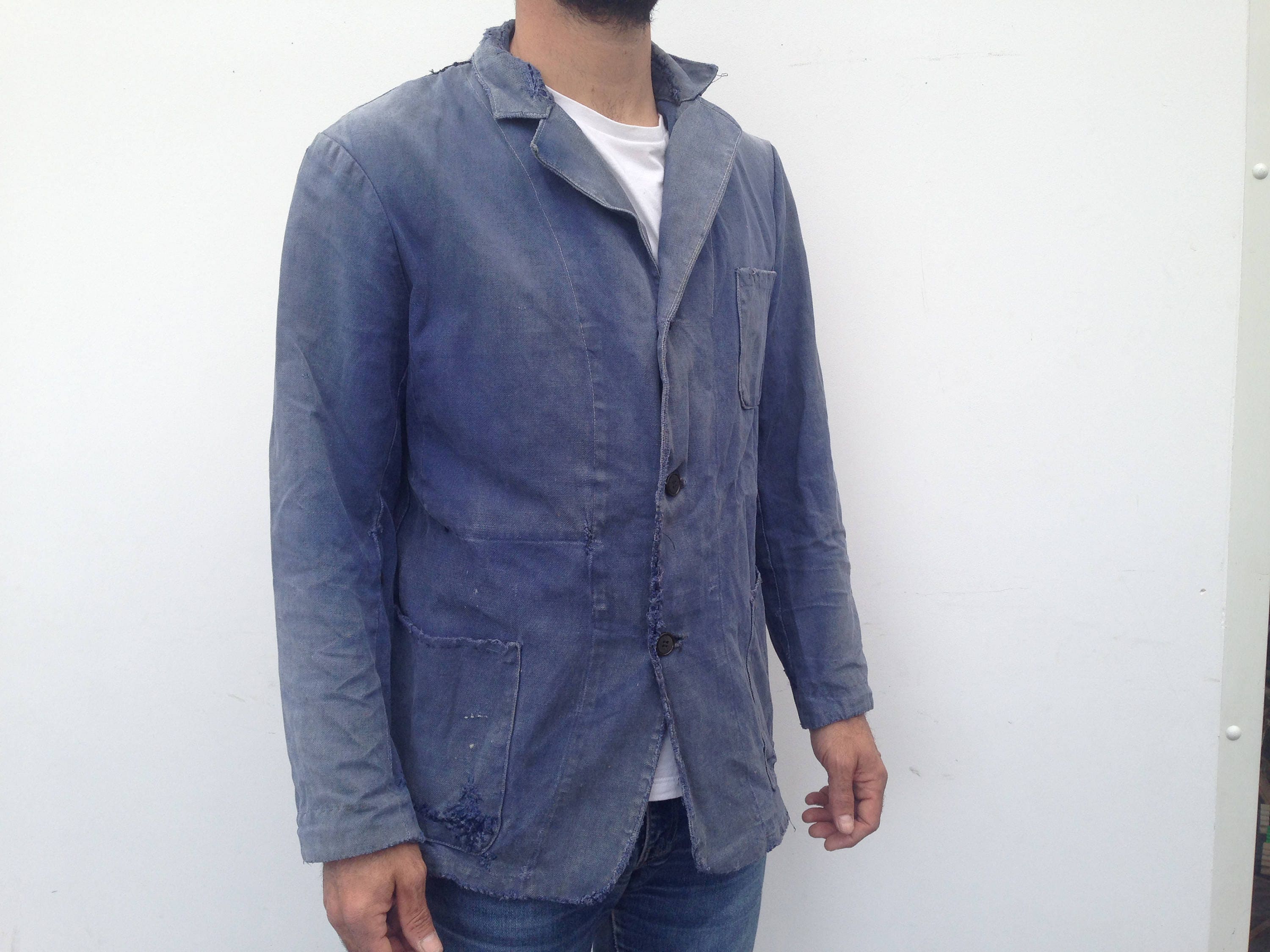 Le Citadin French Vintage Workwear 1950s Blue Moleskin - Etsy Israel