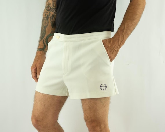 Sergio Tacchini, Vintage Sergio Tacchini Tennis Shorts 1980s | White Men's Retro Sports Shorts | Italy | L/XL